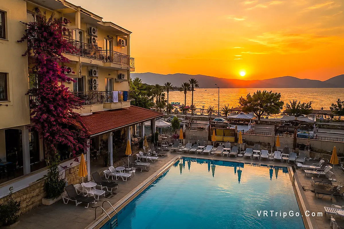 Cheap Hotels in Marmaris affordable beachfront hotel with pool and sunset sea view