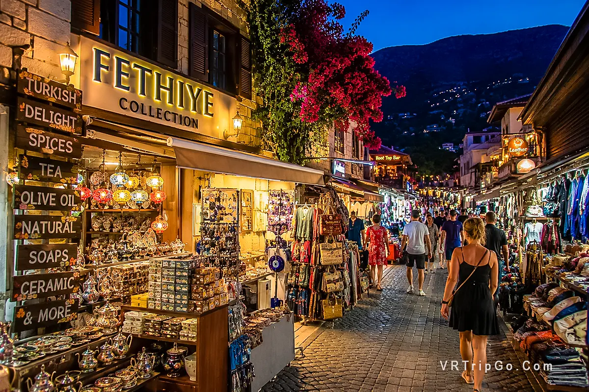 Shopping in Fethiye at Traditional Turkish Markets and Souvenir Streets at Night