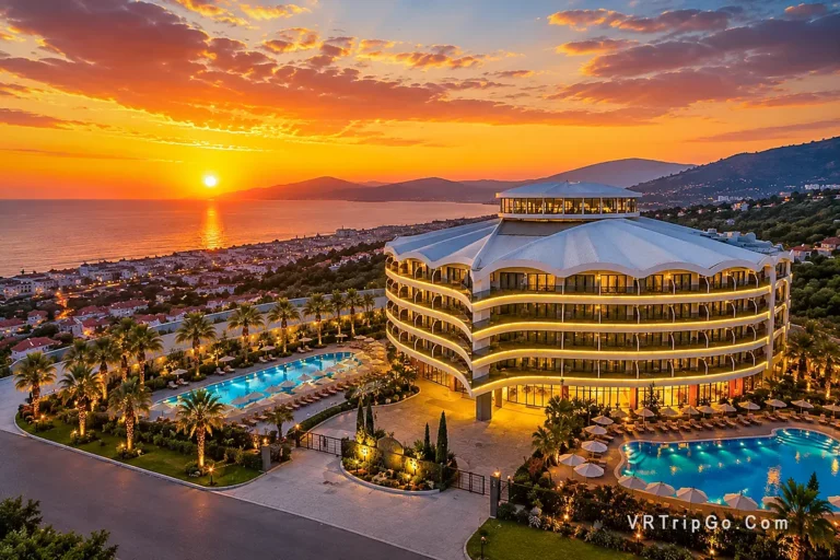 luxury hotels in Kusadasi luxury sunset resort with sea view pools and modern coastal architecture in Turkey