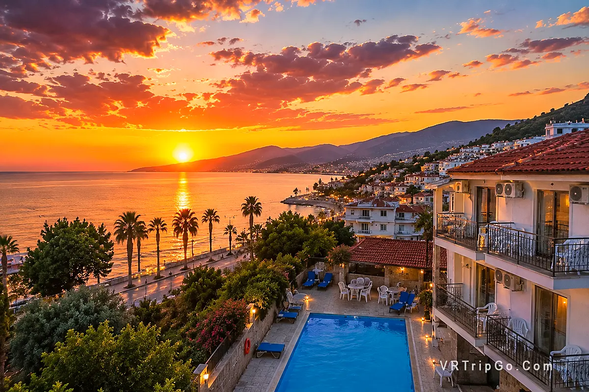 Cheap Hotels in Kusadasi sunset coastal hotel with sea view pool and affordable Mediterranean accommodation in Turkey