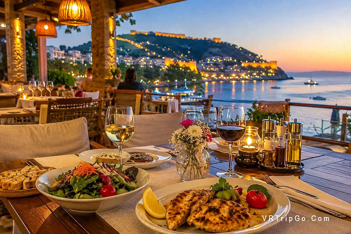 Best restaurants in Alanya with sea view dining, Mediterranean cuisine, romantic sunset atmosphere and luxury terrace restaurant experience