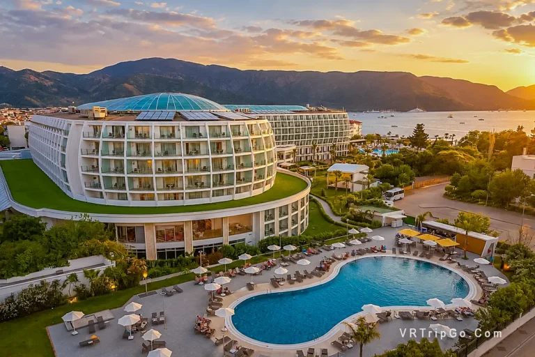 luxury hotels in Marmaris modern seaside resort with pool and sunset bay view