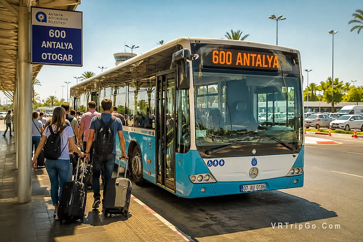 Budget airport bus transfer from Antalya Airport to Antalya city center in Turkey