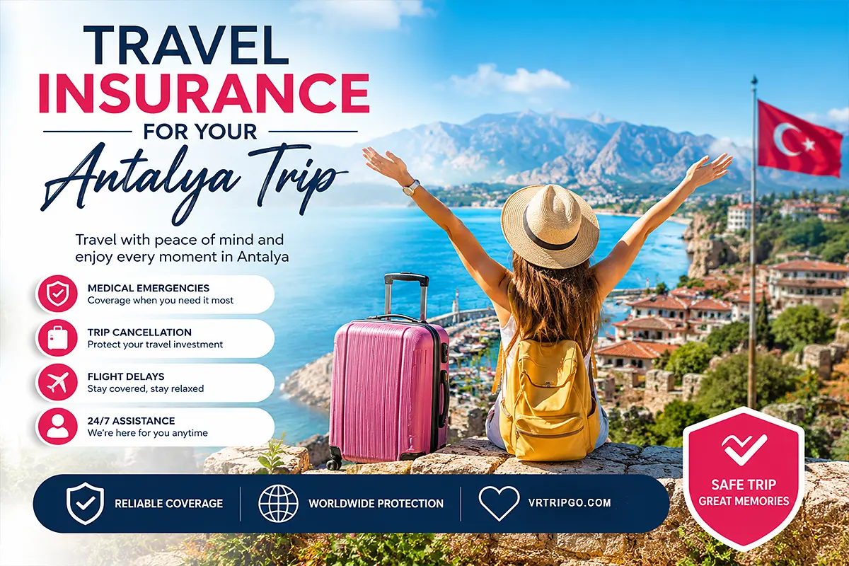 Travel insurance for Antalya trip with safe vacation coverage and Mediterranean holiday travel protection in Turkey