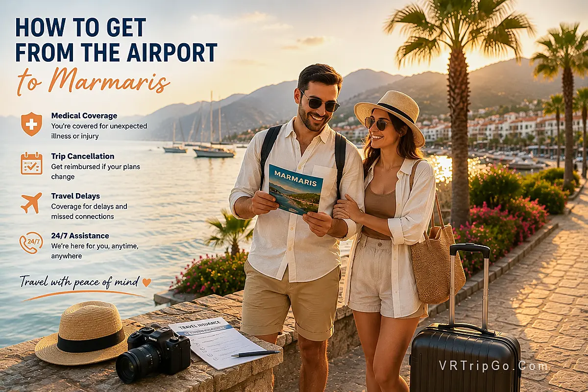 How to Get from the Airport to Marmaris with travel insurance protection and summer vacation atmosphere in Turkey