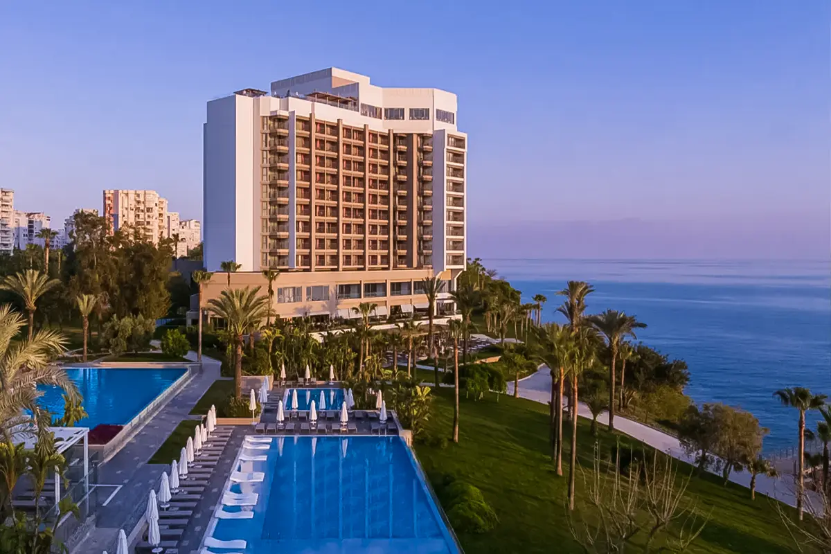 Akra Hotel pools and Mediterranean views at one of the Best Family Hotels in Antalya