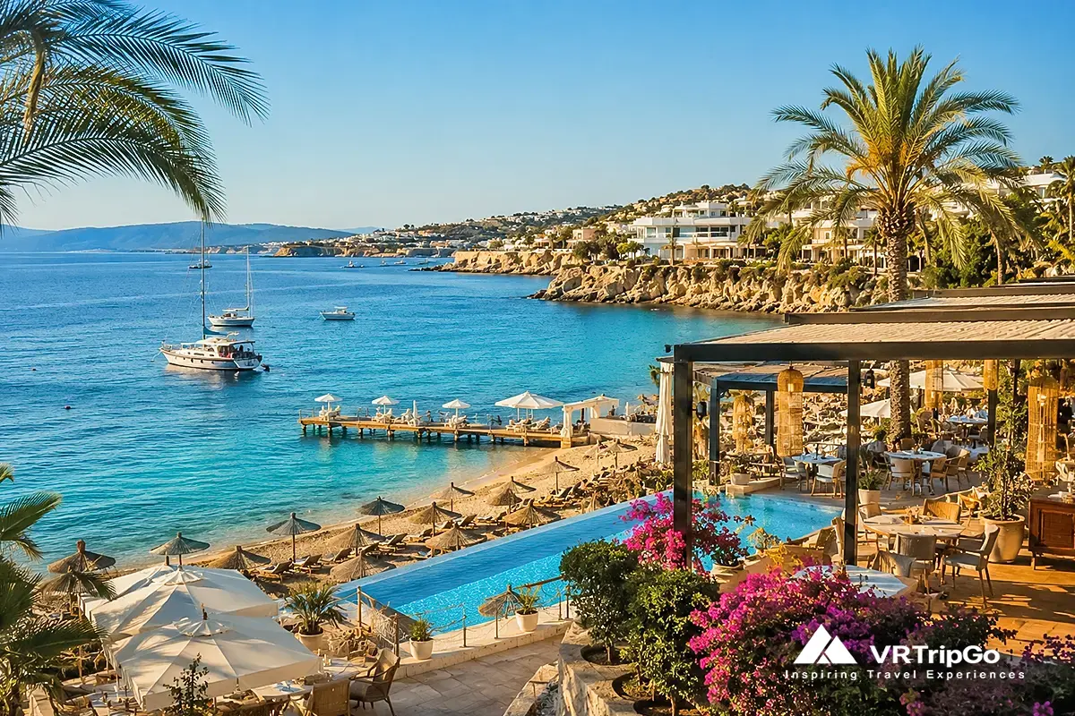 Didim Travel Guide luxury coastal resort with turquoise sea, infinity pool, beach terrace, and sunny Mediterranean atmosphere in Turkey