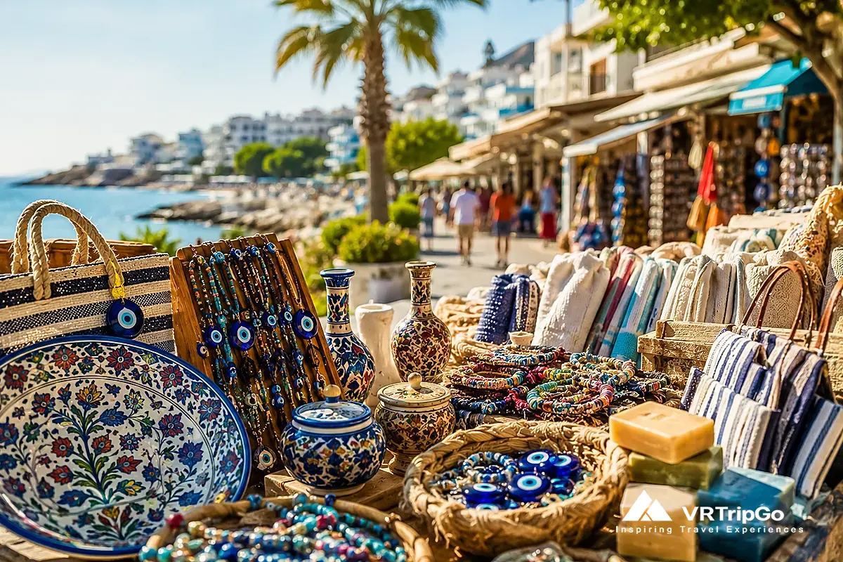 what to bring back from Didim souvenir market with handmade ceramics turkish textiles olive soap and colorful seaside shopping atmosphere