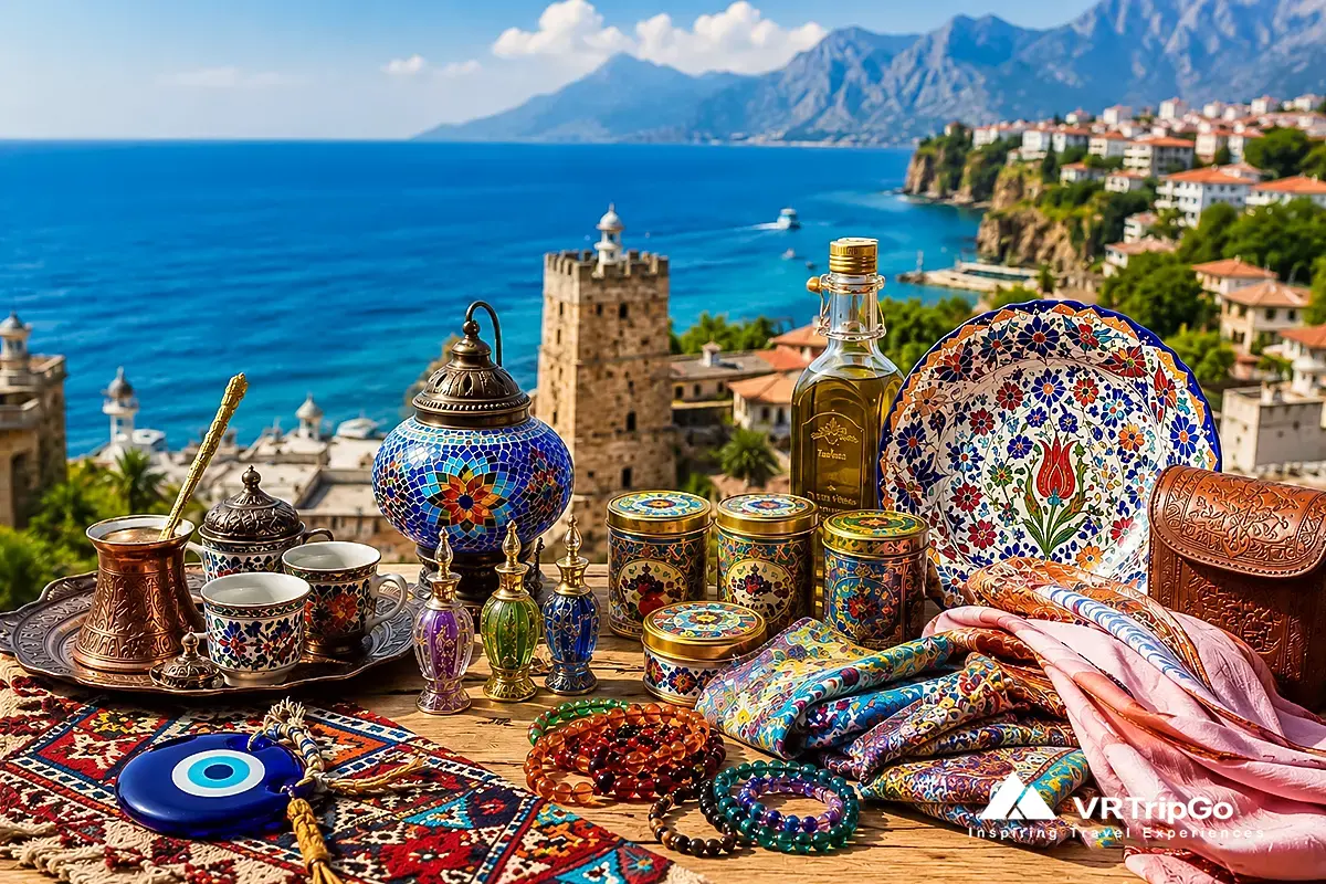 What to bring back from Antalya with Turkish souvenirs, ceramics, coffee set and handmade gifts, traditional shopping experience in Antalya Turkey