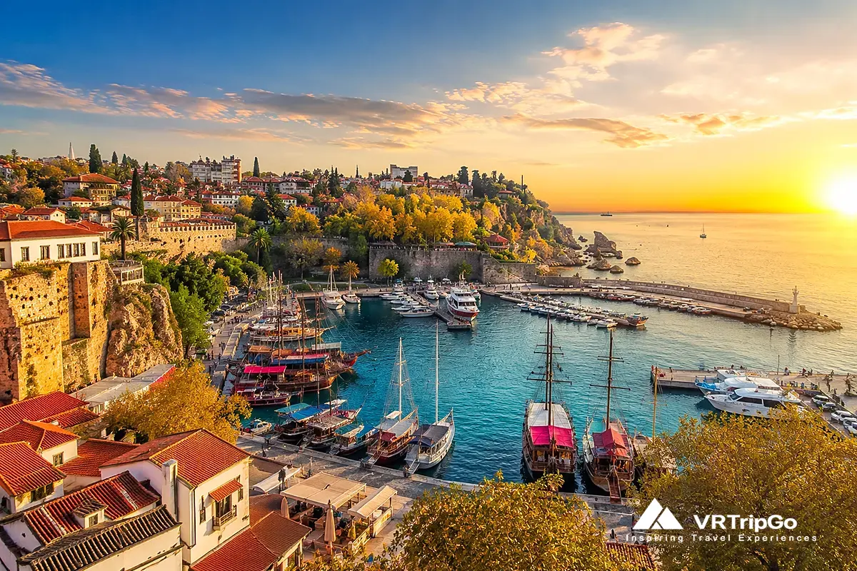 Antalya city tour with old town Kaleici, marina, historic walls and sunset sea view, scenic Antalya city tour from Alanya Turkey