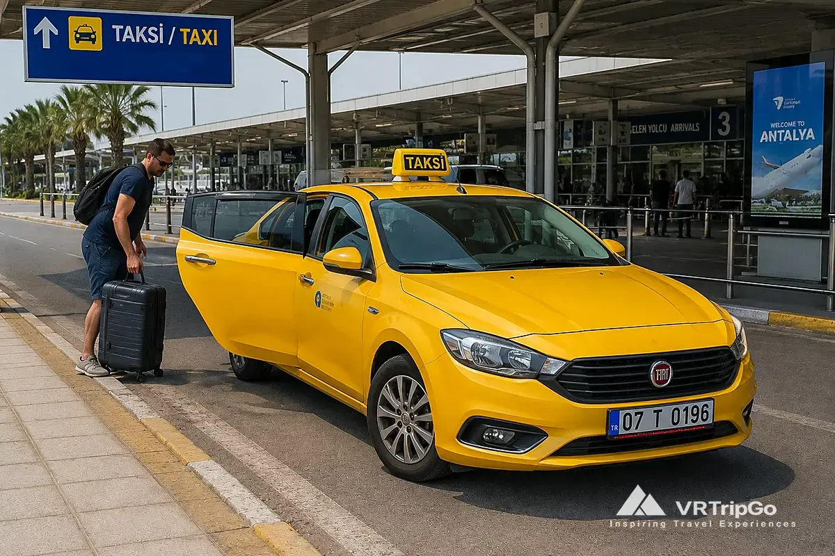 Taxi from Antalya Airport to Belek with tourist luggage and airport transportation service