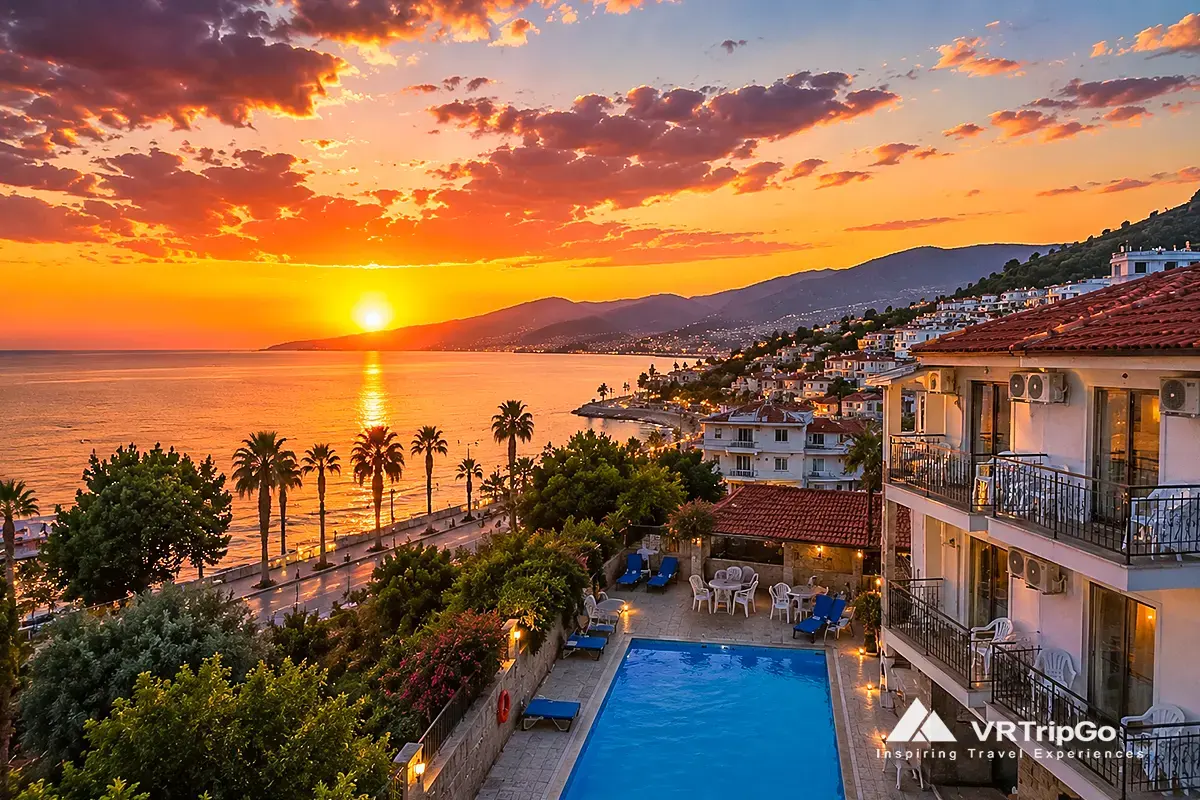 Cheap Hotels in Kusadasi sunset coastal hotel with sea view pool and affordable Mediterranean accommodation in Turkey