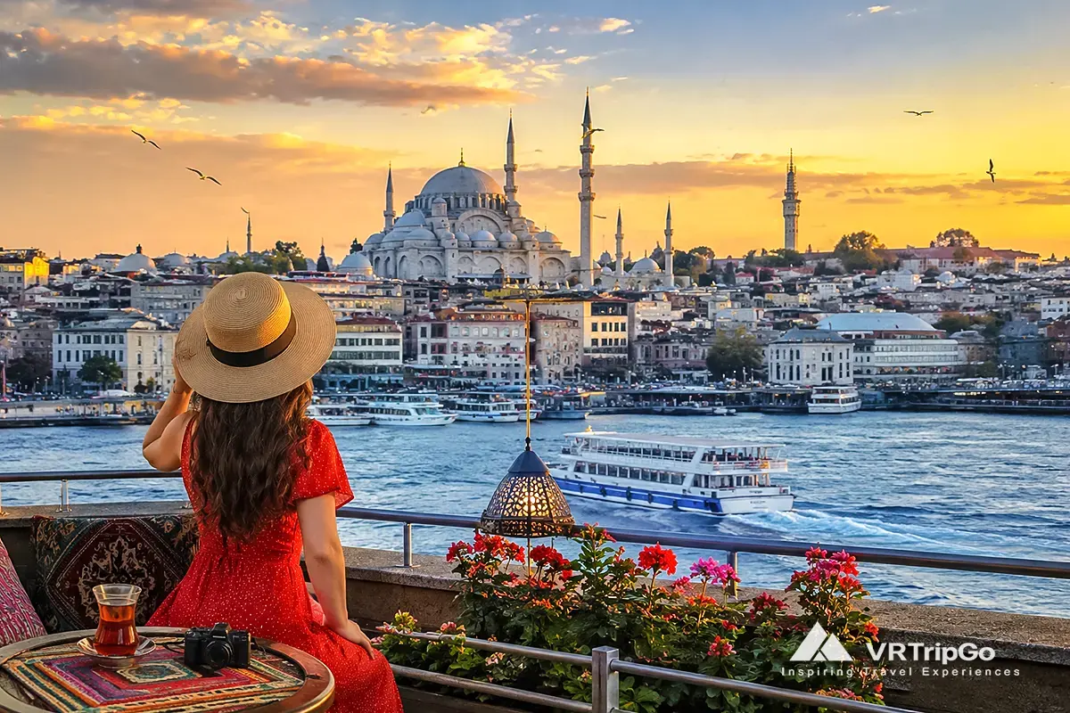 Best Places to Visit in Istanbul with Bosphorus sunset mosque skyline ferry boats romantic terrace and panoramic city view