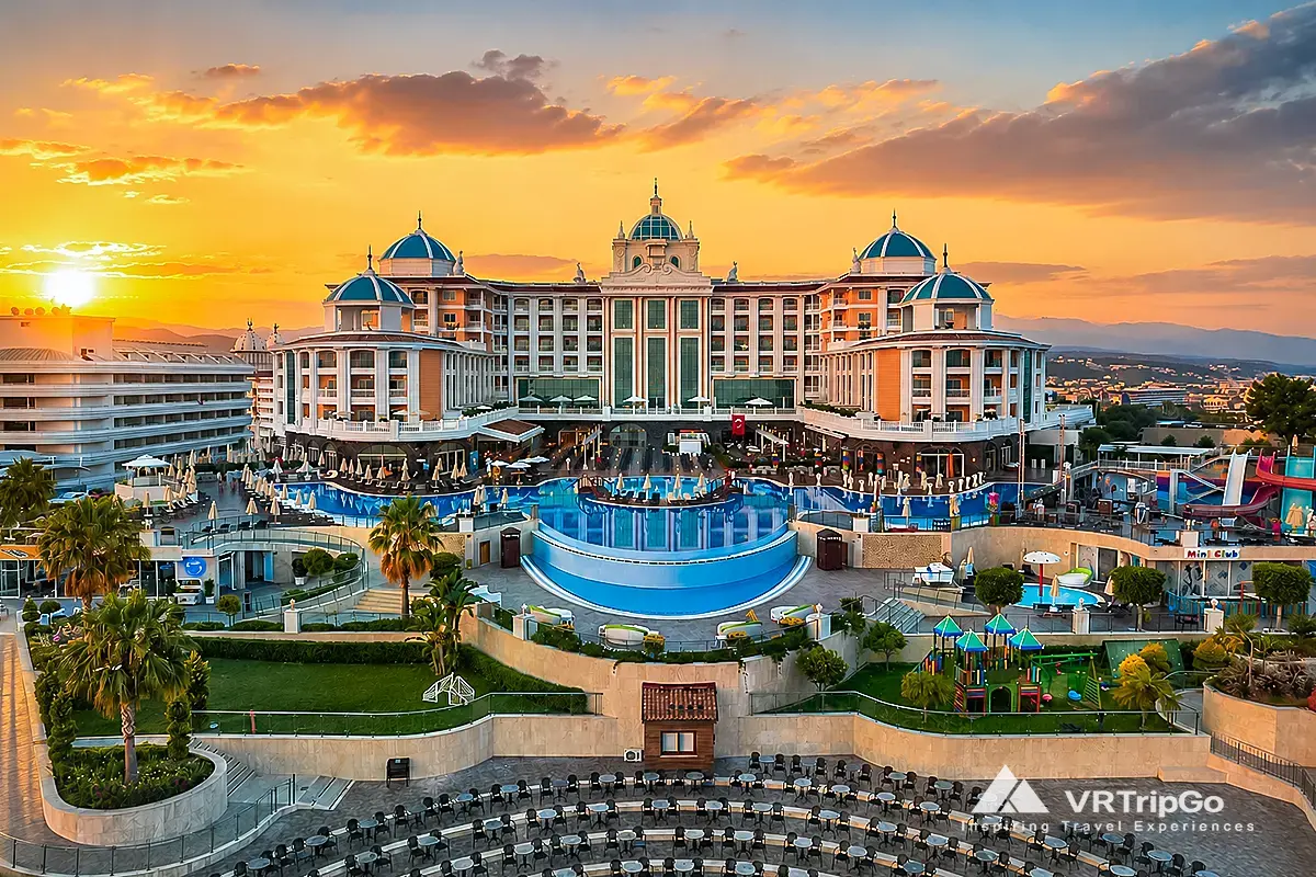 Couple planning a Fethiye vacation with travel insurance protection and sunset coastal scenery in Turkey