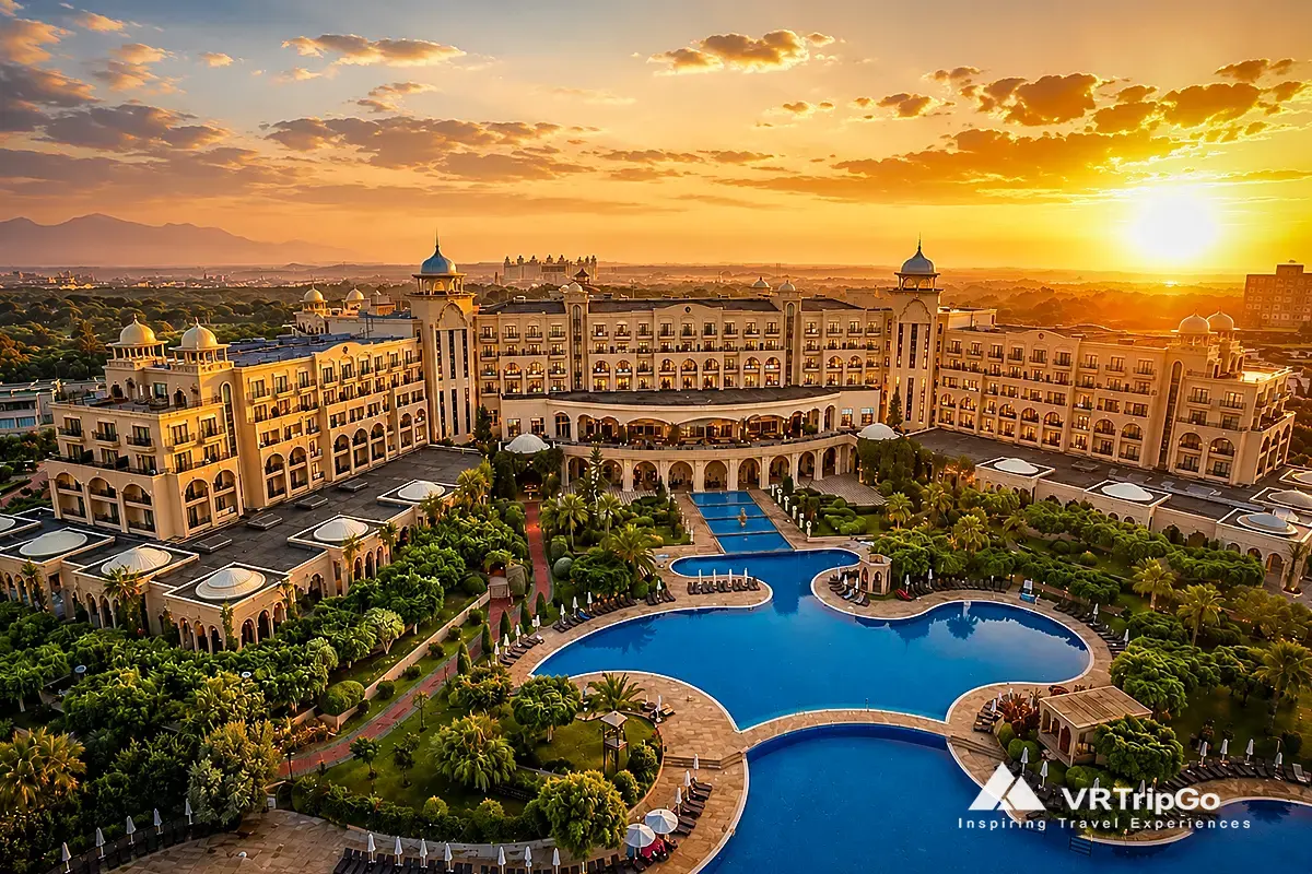 Best Hotels in Belek luxury resort with golden sunset pool view in Turkey