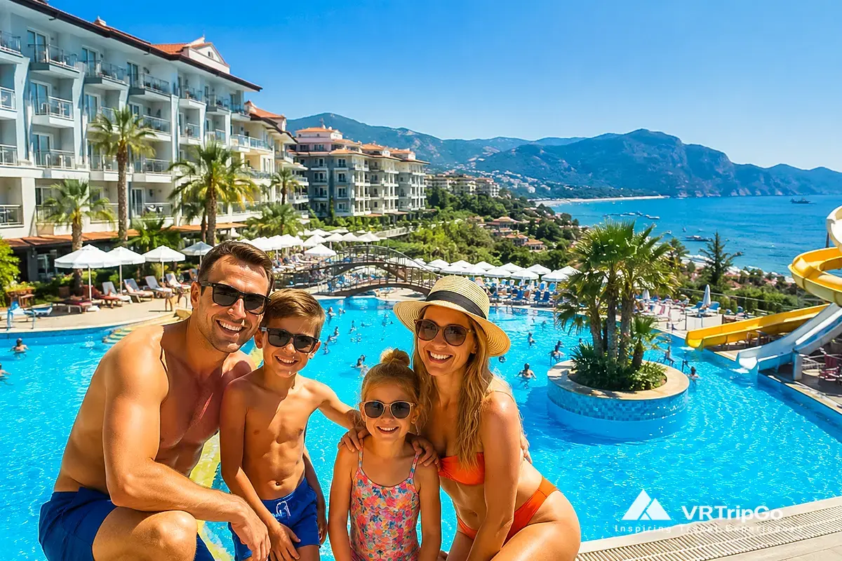 Best family hotels in Alanya with kids pool, water slides and beachfront resort, family friendly accommodation in Alanya Turkey