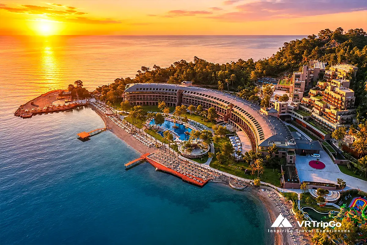 Best Hotels in Kemer luxury beachfront resort with sunset aerial sea view
