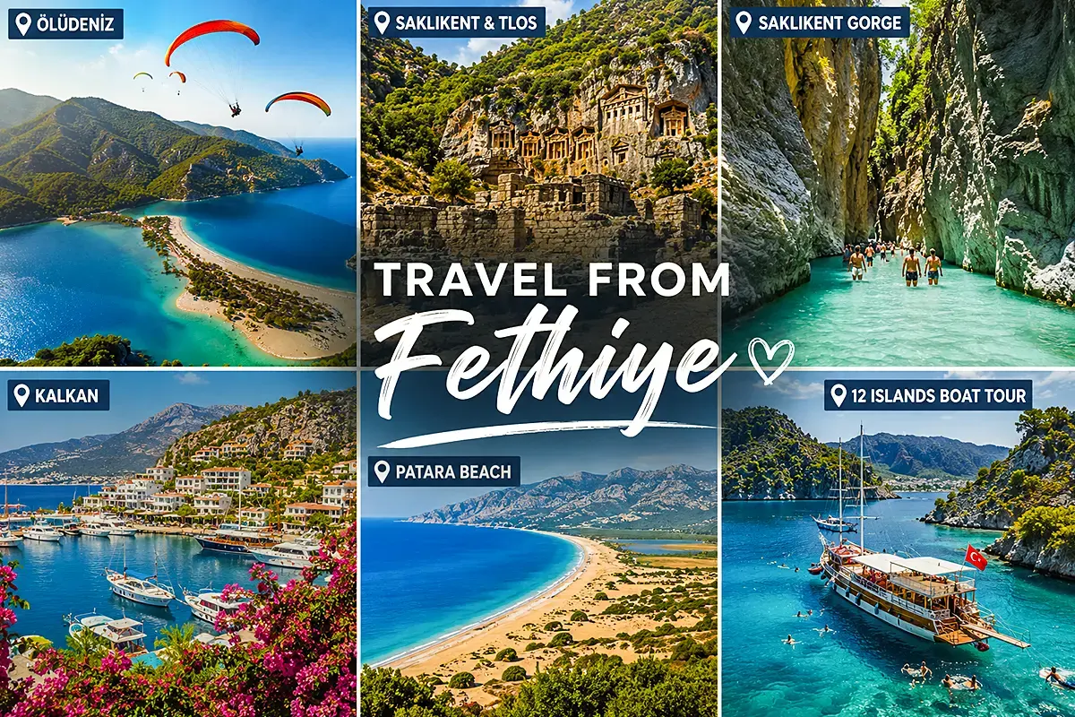 Travel from Fethiye to Oludeniz, Saklikent Gorge, Patara Beach and Turkish Riviera Destinations
