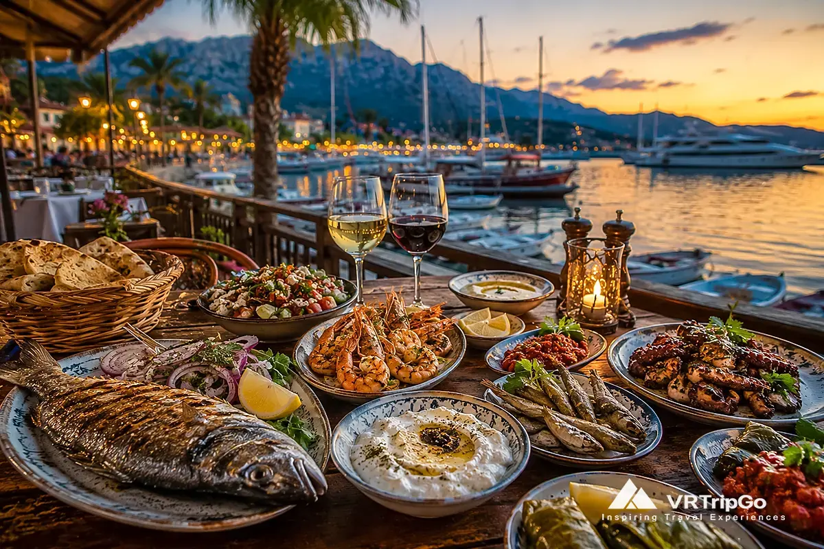 Best areas to eat in Kemer with marina restaurants, Mediterranean cuisine, waterfront dining and romantic evening atmosphere near the harbor