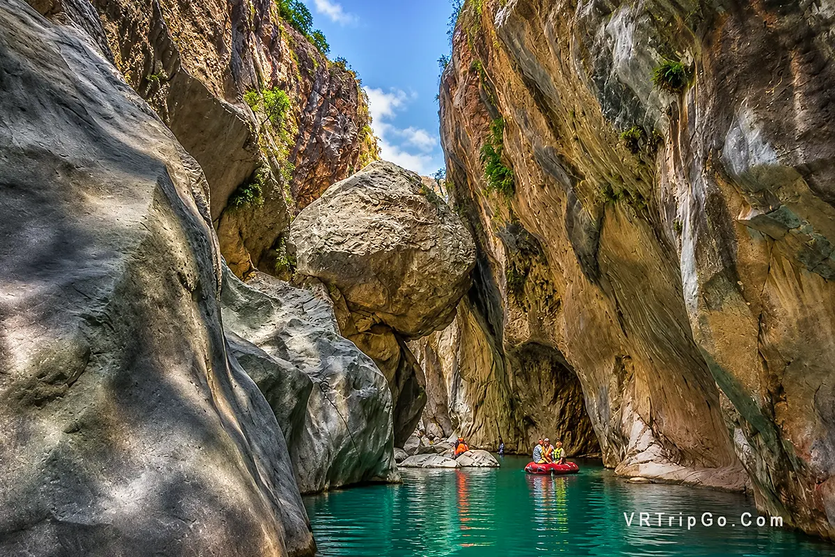 Goynuk Canyon Adventure featuring the famous canyon of Goynuk, towering rock walls, crystal-clear turquoise water, and an unforgettable outdoor adventure experience near Kemer.