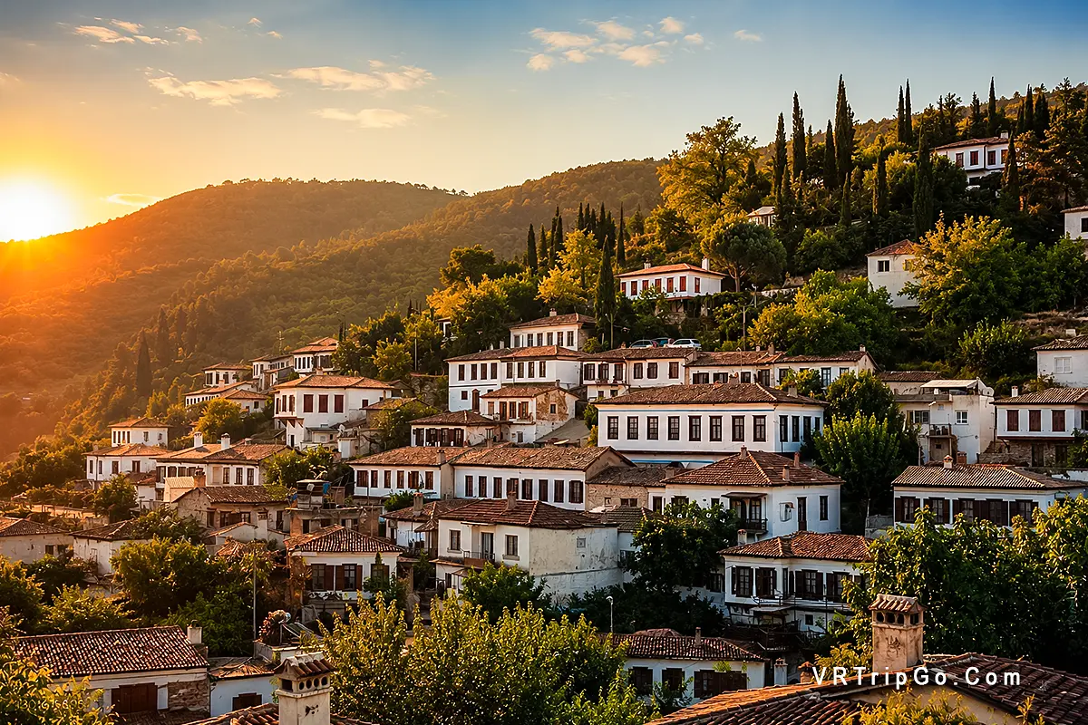 Sirince Village Tour at Sunset with Traditional Houses and Scenic Hillside Views