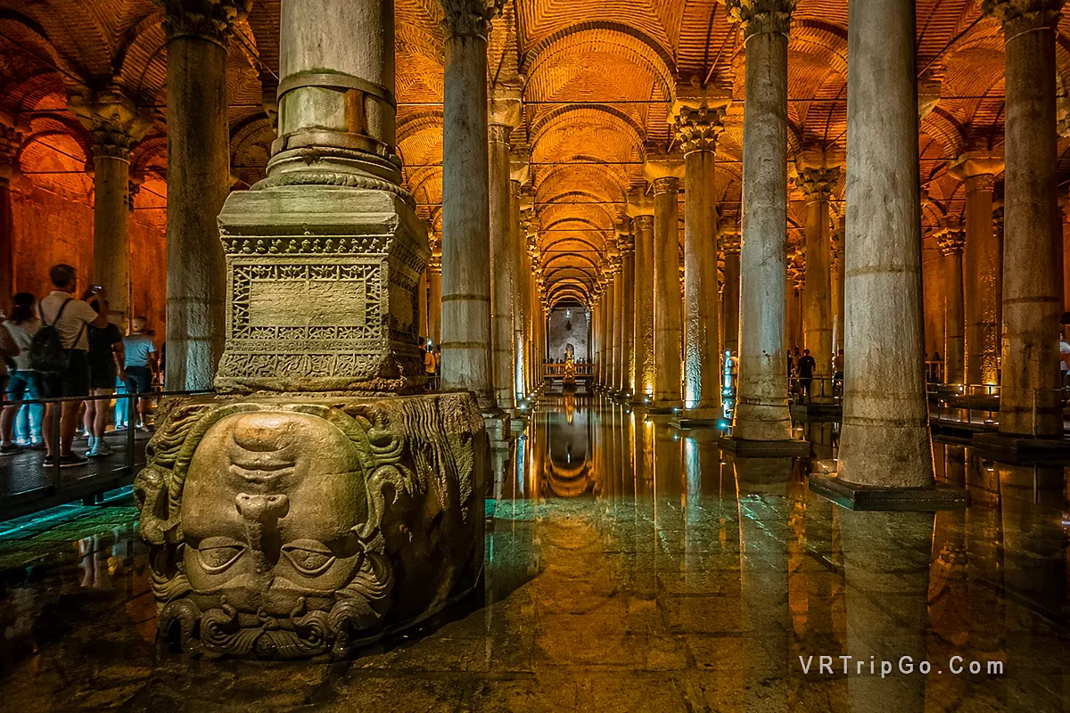 Basilica Cistern Tour with Ancient Columns, Medusa Head and Atmospheric Underground Chambers