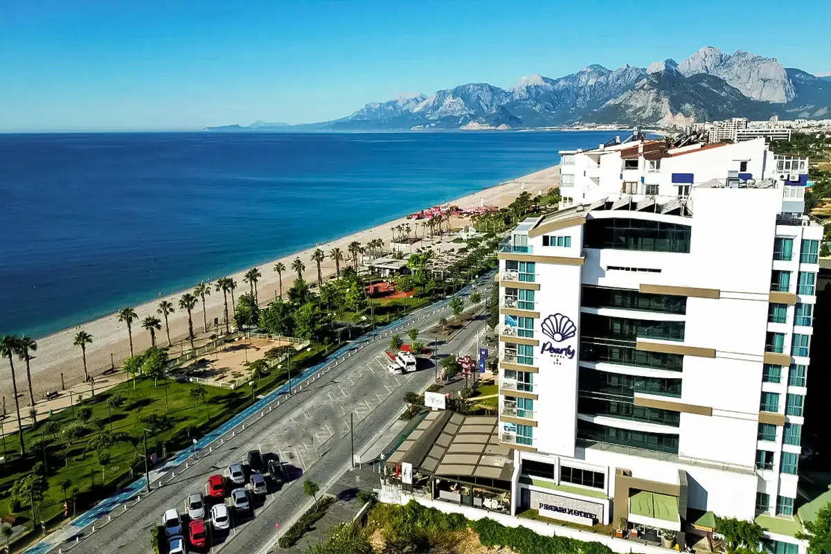 Pearly Hotel overlooking Konyaalti Beach, featured among Cheap Hotels Near the Beach in Antalya.