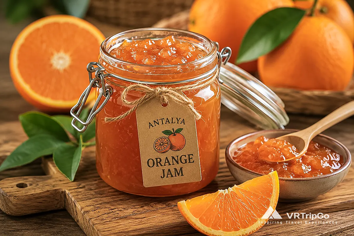 Antalya Orange Jam made from fresh Mediterranean oranges with a rich homemade texture and authentic local flavor