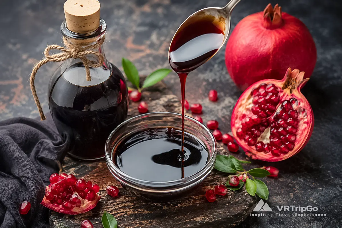Pomegranate Sauce from Alanya made with rich pomegranate molasses, fresh pomegranates, and authentic Mediterranean flavors
