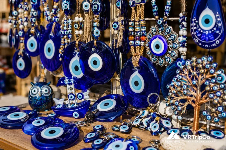 Evil Eye Souvenirs from Alanya featuring traditional blue Nazar charms, handcrafted Turkish amulets, and authentic Mediterranean souvenir craftsmanship