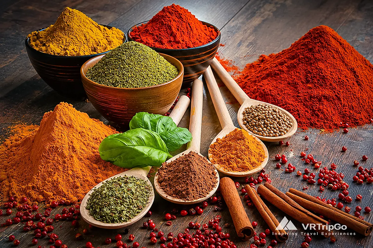 Local Spices from Antalya for What to Bring Back from Antalya, featuring colorful Turkish spice blends, aromatic herbs, traditional seasonings, and authentic Mediterranean market flavors