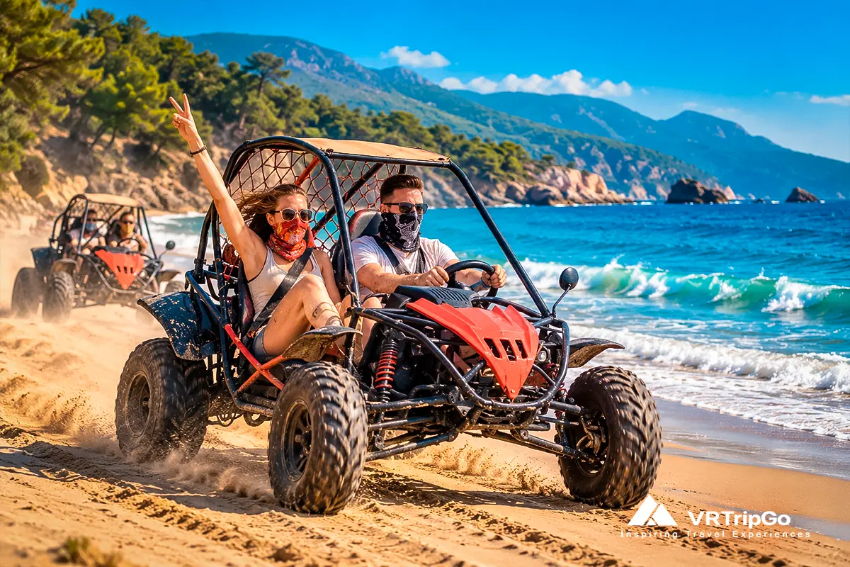 Best Excursions in Kusadasi featuring an exciting Buggy Safari Adventure along the Aegean coast with beautiful sea and mountain views.