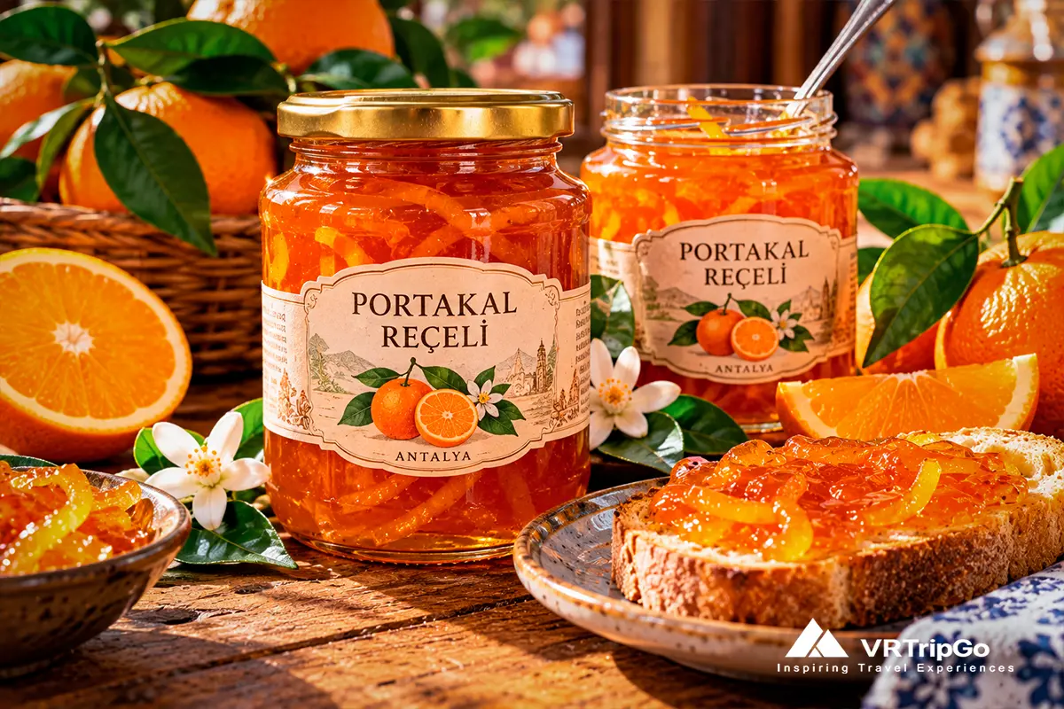 Antalya Orange Jam made from fresh Mediterranean oranges with a rich homemade texture and authentic local flavor