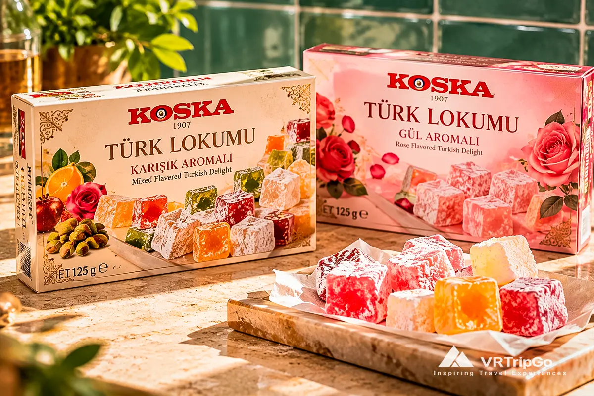 Turkish Delight from Alanya featuring colorful traditional sweets, soft lokum with nuts, and authentic Turkish confectionery craftsmanship